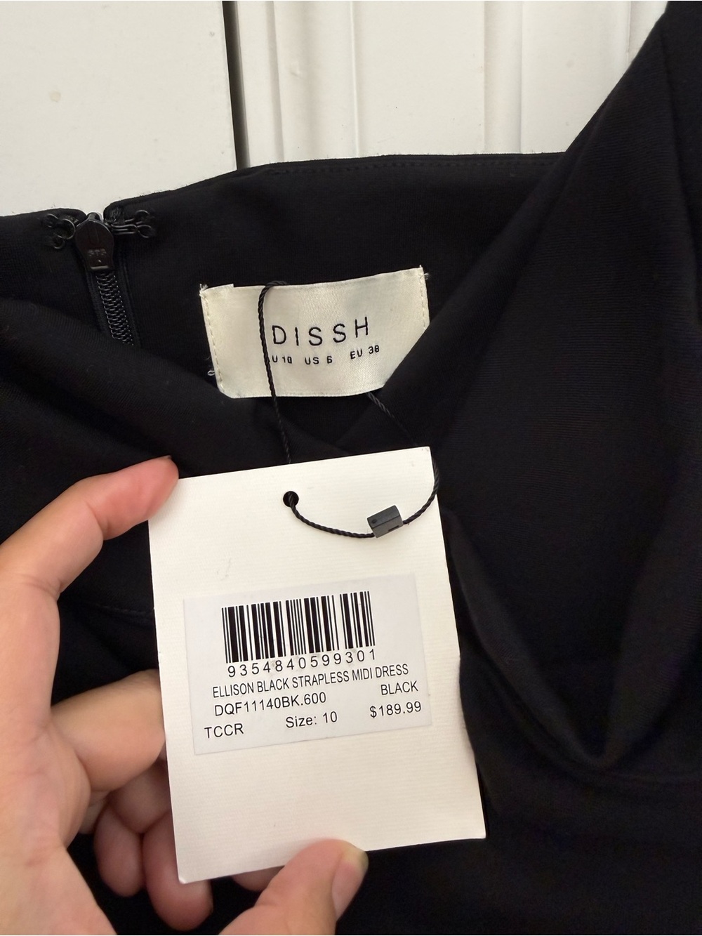 DISSH Black Ellison Strapless Midi Dress NWT Size US 6 - Picture 4 of 5